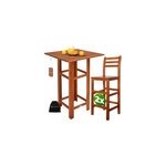 Table haute avec ensemble de tabourets de bar 3 pièces en acacia Table haute avec ensemble de tabourets de bar 3 pièces en acacia