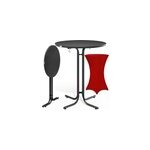 Table haute gris 110x70cm + housse de table haute rouge �70cm