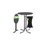 Table haute gris 110x80cm + housse de table haute noir �80cm