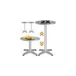 Table haute (set de 2) argent alu Ø60cm réglable en hauteur Table haute (set de 2) argent alu Ø60cm réglable en hauteur