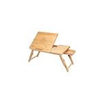 Table de lit pliable en bambou pour ordinateur avec tiroir