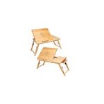 Table pour ordinateur portable en bambou, lot de 2 55x28x35cm trous d'a�ration & tiroir