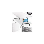 Table pliable blanche 220x70x72cm en plastique pour jardin