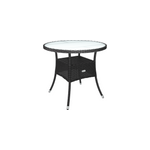 Table en polyrotin �80cm noire ronde plateau en verre