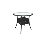 Table en polyrotin 80cm noire ronde plateau en verre