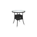 Table en polyrotin noir �60cm ronde pour jardin et balcon