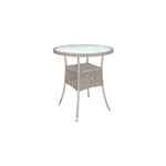 Table en polyrotin ronde � 60cm beige avec plateau de verre