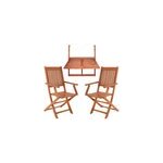 Table suspendue pour balcon 2 chaises bois d'acacia fsc ;