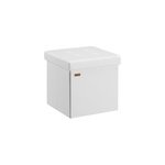 Tabouret blanc 38x38x38cm pouf avec coffre de rangement