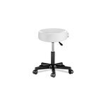 Tabouret blanc � roulettes 56cm rembourr� et r�glable