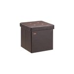 Tabouret brun 38x38x38cm pouf avec coffre de rangement