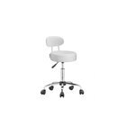 Tabouret � roulettes blanc avec dossier pivotable � 360�