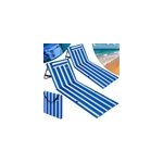 Tapis de plage, set de 2, bleu / blanc 158x56x46cm rembourr