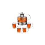 Th�i�re 1, 5 l avec r�chaud filtre en acier inox 4 verres