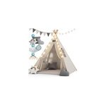 Tipi enfant avec tapis blanc 120x160x160cm