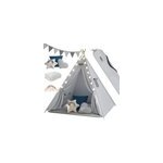 Tipi enfant avec tapis gris 120x120x160cm