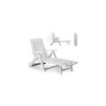 Transat blanc 195cm pvc pliable avec dossier r�glable