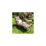 Transat en bois d'acacia queen mary avec coussin anthracite