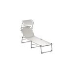 Transat de jardin beige pliable pare - soleil