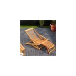 Transat de jardin en bois d'acacia inclinable