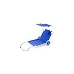 Transat de jardin crte bleu en aluminium avec pare soleil