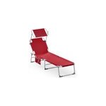 Transat de jardin ibiza rouge en aluminium rglable