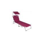Transat de jardin ibiza rouge en aluminium rglable