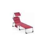 Transat de jardin malta rouge 210x61x35cm