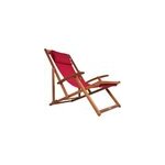 Transat de jardin rouge en bois d'acacia pliable Transat de jardin rouge en bois d'acacia pliable
