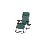 Transat de jardin vert inclinable avec porte - gobelet
