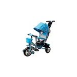 Tricycle pour enfants raceline en m�tal avec barre � pousser et toit - bleu