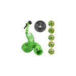 Tuyau d'arrosage spirale vert 15m avec buse multi - jet l�ger robuste jardin