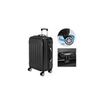 Valise rigide noir taille l - bagage cadenas malle voyage vacances roulettes