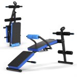 Banc de musculation pliable abdos et sit - up avec 5 rouleaux de mousse charge 130 kg noir et bleu helloshop26 ...