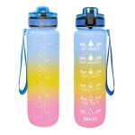Gourde sport 1 litre bouteille avec paille gourde motivation avec filtre marqueur temps sans bpa sport ...