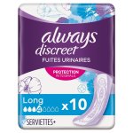 Always serviettes hyginiques pour fuites urinaires always discreet long serviettes + pour fuites urinaires ...