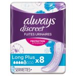 Always serviettes hyginiques pour fuites urinaires always discreet long plus serviettes + pour fuites ...