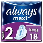 Always serviettes hyginiques always maxi long t2 serviettes hyginiques ailettes x18