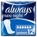Always serviettes hyginiques always maxi night profresh serviettes hyginiques x12