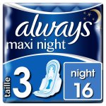 Always serviettes hyginiques always maxi night t3 serviettes hyginiques x16