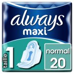 Always serviettes hyginiques always maxi normal t1 serviettes hyginiques ailettes x20