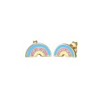 Elli - arc - en - ciel avec cristaux clous d'oreilles enfants - plaqu or argent (925 / 1000) boucles ...