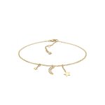 Elli - femmes bracelet de cheville astro toiles demi - lune avec cristaux en argent sterling 925 plaqu ...