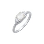 Elli premium - elli premium bague femmes carr vintage avec pierre de lune en argent sterling 925 plaqu ...
