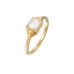 Elli premium - elli premium bague femmes carr vintage avec pierre de lune en argent sterling 925 plaqu ...