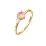 Elli premium - elli premium bague femmes lgante avec quartz rose et perle de culture d'eau douce en ...