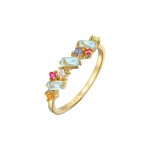Elli premium - elli premium bague femmes multicolore glamoureux avec pridot, topaze et pierre de lune ...