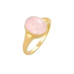 Elli - bague signet femme oval trend chunky avec quartz rose en argent sterling 925 plaqu or bagues ...