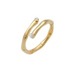 Elli - femmes bambou tropical tendance avec cristaux en argent sterling 925 plaqu or bagues 1 pieces ...