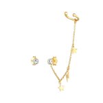 Elli - femmes clous d'oreilles earcuff set foudre astro tendance avec cristaux en argent sterling 925 ...